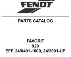 Fendt 79019265 Parts Book - 920 Favorit Tractor (eff sn 920/24/0401-1000, 920/24/3001 and up)