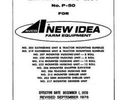 New Idea 986345 Parts Book - 303 305 306 307 308 315 316 317 319 320 322 Unit