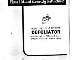 Farmhand FS1041661 Operator Manual - 88 Beet Defoliator (1961)