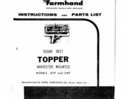 Farmhand FS1043562 Operator Manual - 217P / 218P Beet Topper (harevester mounted, 1962)