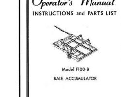 Farmhand FS1052163 Operator Manual - F100-B Bale Accumulator (1963)