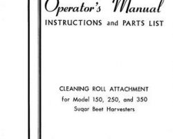 Farmhand FS1056363 Operator Manual - 150 / 250 / 350 Beet Harvester (cleaning roll attach., 1963)