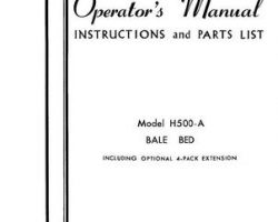 Farmhand FS1058463 Operator Manual - H500-A Hay Bale Bed (incl. 4 pack extension, 1963)