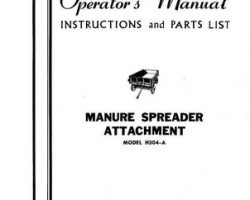 Farmhand FS115355 Operator Manual - H304-A Manure Spreader (attachment, 1955)