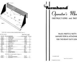 Farmhand FS142254 Operator Manual - H6073 / H6074 Fork (hay & forage, 1954)