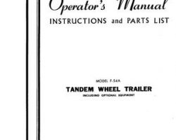 Farmhand FS1461262 Operator Manual - F54-A Trailer (tandem wheel, 1962)