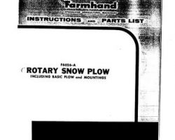 Farmhand FS1521054 Operator Manual - F6026-A Snow Plow (rotary, 1954)