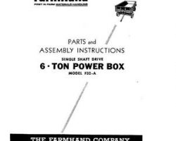 Farmhand FS155954 Operator Manual - F32-A Power Box (6 ton, single shaft drive, 1954)