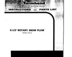 Farmhand FS1621054 Operator Manual - F70-A Snow Plow (6.5 ft rotary, 1954)
