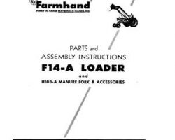 Farmhand FS168156 Operator Manual - F14-A Loader (mounted) / H103-A Manure Fork (1956)