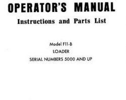 Farmhand FS170463 Operator Manual - F11-B Loader (mounted, eff sn 5000, 1963)