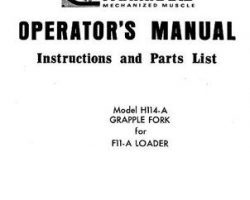 Farmhand FS185856 Operator Manual - H114-A Grapple Fork (for F11-A loader, 1956)