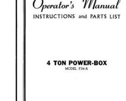 Farmhand FS189157 Operator Manual - F34-A Power Box (4 ton, 1957)