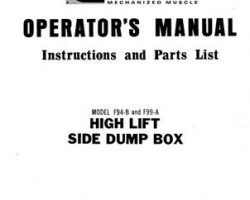 Farmhand FS192561 Operator Manual - F94-B / F99-A Side Dump Box (high lift, 1961)