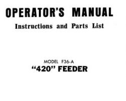 Farmhand FS196558 Operator Manual - F36-A Feeder (420, 1958)