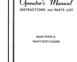 Farmhand FS20721 Operator Manual - F6000-A Loader (heavy duty, mounted)