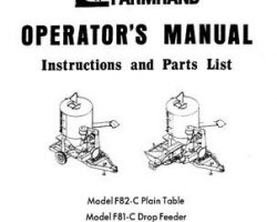 Farmhand FS547165 Operator Manual - F81-C Drop Feeder / F82-C Plain Table Feedmaster (1965)