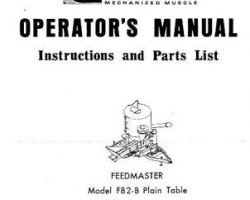 Farmhand FS547363 Operator Manual - F81-B Drop Feeder / F82-B Plain Table Feedmaster (1963)
