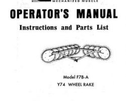 Farmhand FS551264 Operator Manual - F78-A Y74 Wheel Rake (1964)