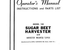 Farmhand FS554664 Operator Manual - 150 Beet Harvester & Topper (1964)