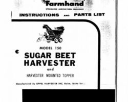 Farmhand FS554962 Operator Manual - 150 Beet Harvester & Topper (1962)