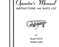 Farmhand FS564264 Operator Manual - F102-B Wheel Rake (F7, 1964)