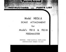 Farmhand FS5681263 Operator Manual - H804-A Scale Attachment (fits F81-B & F82-B Feedmaster, 1963)