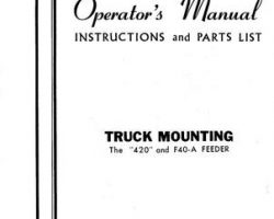 Farmhand FS6111061 Operator Manual - 420 / F40-A Feeder (1961)