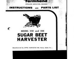 Farmhand FS624562 Operator Manual - 250 / 350 Beet Harvester (1962)