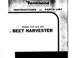Farmhand FS624860 Operator Manual - 250 / 350 Beet Harvester (1960)