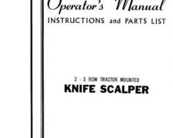 Farmhand FS638960 Operator Manual - Knife Scalper (2 / 3 row, tractor mounted, 1960)