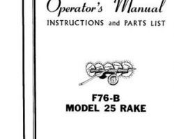 Farmhand FS6431161 Operator Manual - F76-B 25 Wheel Rake (1961)
